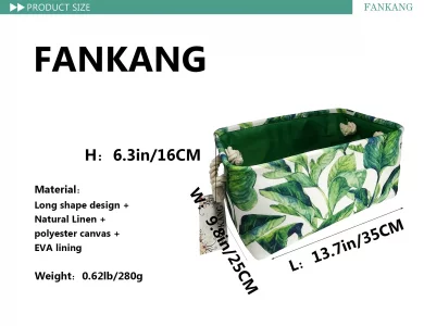FANKANG Rectangular Fabric Storage Bin Box Laundry Basket, Nursery Storage, Storage Hamper, Book Bag, Gift Baskets?Green plant?