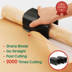 THCOSN 2PC Wrapping Paper Cutter Christmas Paper Roll Cutters Paper Cutter Slider Tool Set Christmas Gift Packing Wrapping Cutting Supplies for Craft