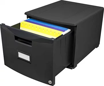 Storex Plastic 1-Drawer Mobile File Cabinet, Letter/Legal, Black (61265A01C)