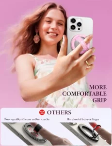 JOYROOM Magnetic Phone Grip, Silicone Finger Loop Grip [Stylish Twinkle][Glitter] Phone Grip for Magsafe, for iPhone 17 Air/16 Pro Max/15/14/13/12 Se