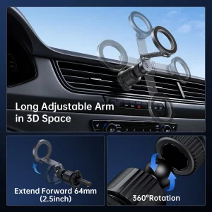SYNCWIRE for Magsafe Car Mount Vent - Magnetic Phone Holder for Car [3D Long Arm | Flexible Rotation | Strong Magnets] Air Vent Car Phone Mount for i