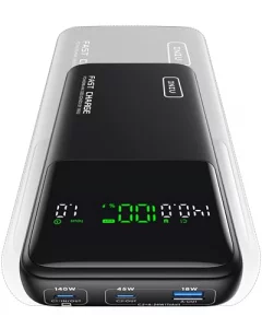INIU 140W Power Bank, Compact 25000mAh High Capacity Laptop Portable Charger, USB C in&Out Tablet Powerbank, Smart Digital Display Phone Charger for 