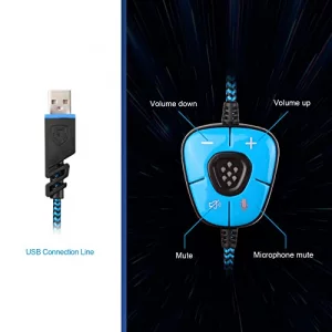 SADES SA902 Stereo Gaming Headset 7.1 USB Surround Sound PC Headsets Over-Ear Gaming Headphones with Microphone LED Light