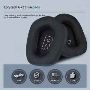 Wzsipod Fabric Replacement Ear Pads for Logitech G733 Gaming Headset, Also Fit Logitech G335 Wireless Headphone, EarPads Accessories with Soft Mesh F