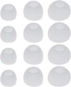12 Pcs Silicone Buds Ear Tips S/M/L Sizes Earbuds Soft Rubber Flexible Eartips Buds Wing Tips Fit in Case Buds (White)