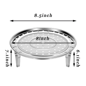 Steamer Rack for Cooking,18/8 Stainless Steel Steaming Rack,8.7 Inch Steam Tray with Removable Legs for Steamer Cookware Baking Instant Pressure Cook