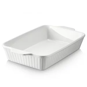 DOWAN Casserole Dish, 9x13 Ceramic Baking Dish, Large Lasagna Pan Deep for Oven, 4.2 Quarts Baking Pan with Handles, Oven Safe and Durable Bakeware f