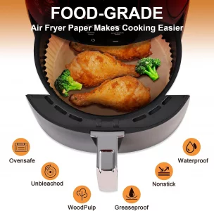 Air Fryer Liners Disposable for Most 4-7 QT Air frye, 100 Pcs Non-Stick Parchment Paper for Baking 7.9 Inch Air Fryer Paper Liners Round Airfryer Lin
