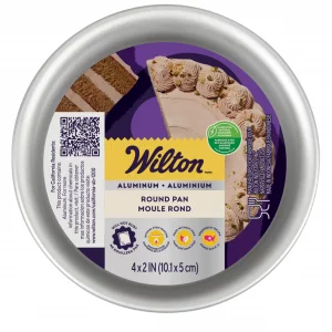Wilton Aluminum Round Cake Pan, Durable Anodized Bakeware for Tiered & Layered Cakes, Even Heating, Rust-Resistant, Professional Cake Baking Pans, 4 