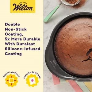 Wilton Platinum Non-Stick 9 Inch Round Cake Pan, Stainless Steel Bakeware, Made without PFAS, Packaging May Vary