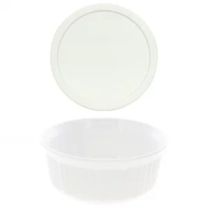 CorningWare FS5 1.5qt Round French White Casserole Dish & F-5-PC 1.5qt French White Plastic Lid