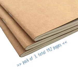 Travelers Notebook Inserts - Lined Refills for Standard Size Travelers Notebook, Set of 3, Total 192 Pages, 8.25 x 4.25 Inches