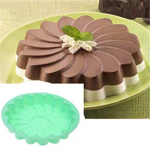 Silicone Large Cake Mold 23 CM/9 Inch Flower Shaped Round Nonstick Baking Pan Brownie/Cheesecake/Tart/Pie/Flan/Bread Baking Tray by EORTA for Birthda