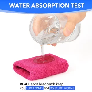 BEACE Sweatbands Sports Wristband for Men & Women - Moisture Wicking Athletic Cotton Terry Cloth Sweatband for Tennis, Basketball, Running, Gym, Work