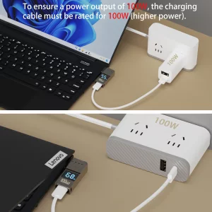 USB C to Slim Tip Laptop Charging Converter, Type C to Square Converter Visible Charging Adapter for ThinkPad X1 T470s T470 T460s T450 T450s for Yoga