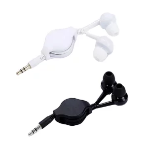 ThtRht 2 Pack Retractable Earbuds Wired Earphone Portable 3.5mm Plug Stereo in-Ear Headphone Wiring Ear Buds for Computer PC Tablet Phone Airplane Ai