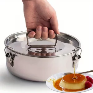 Stainless Steel Flan Mold, 63 Oz Baking Pan for Instant Pot 3 6 8 QT With Lid - Flanera for Flan Baking Dish Oven Safe