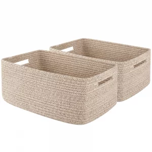 OIAHOMY Storage Basket for Shelves, Closet Cube Storage Bins Baskets for Clothes Blanket Towels, Baby Nursery, Toy Box, Woven Rope Basket, 15.75*11.8