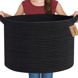 MEGASKET Large Black Blanket Basket, 22