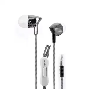 Acuvar Wired Ear Bud Headphones with Passive Noise Cancelling, in-line Microphone and Play/Pause Button (Silver)