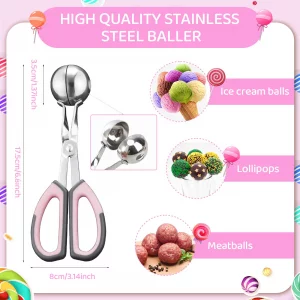 Cake Pop Kit, Including 100 Cake Pop Sticks and Wrappers, 100 Twist Ties, 1 Cake Pop Scooper and Decorating Pen, Cake Pops Making Tools for Lollipop,
