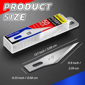 DIYSELF 50 PCS Exacto Knife Blades, High Carbon Steel 11 Blades Refill Art Blade with Storage Case for Craft, Hobby, Scrapbooking, Stencil