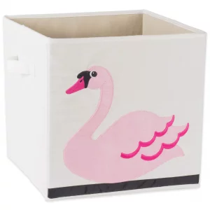 E-Living Store Collapsible Storage Bin Cube for Bedroom, Nursery, Playroom and More 13x13x13 - Swan