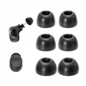 Klowcok Replacement Memory Foam Ear Tips for JLab JBuds Mini Earbuds, Extra Small Eartips, Fit in Charging Case (3 Pairs, S/M/L, Black)