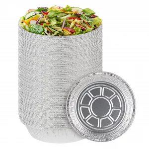 PARTY BARGAINS 9-Inch Round Disposable Aluminum Pans - 40 Pack (Lids not included) - For Baking, Roasting, BBQ, Perfect for Kitchen, Takeout Food, Ca
