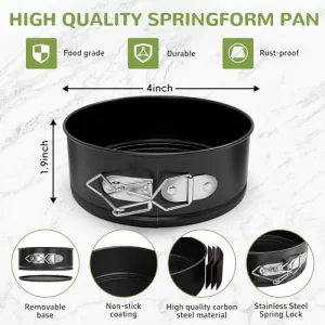 ZeroPone 4 Inch Mini Springform Pan, Non-stick Cheesecake Pan, Spring Form Pans for Baking, Springform Pans with Removable Bottom, Round Cake Pans, S