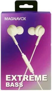 Magnavox MHP4857-WH Ear Buds with Microphone in White | Available in Black & White | Ear Buds Wired with Microphone| Extra Value Comfort Stereo Earbu