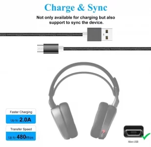 USB Charging Cable Cord Compatible for SteelSeries Arctis 9X/ Arctis 7P/ Arctis 9/ Arctis Pro/Arctis 7X/ Arctis 7/ Arctis 1/ Arctis 3 Wireless Gaming