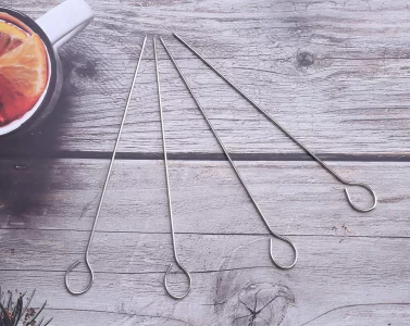 Ruwado 15 Pcs 6 Inch Turkey Lacers for Trussing Turkey Stainless Steel Silver Meat Roasting Trussing Needles Poultry Grilling Supplies for Barbecue B