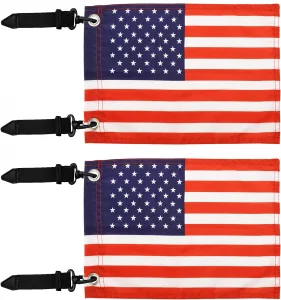 Motain Easy Installation Golf Cart Flag Holder,2 Pack Elastic Strap Bracket with 6 * 9'' American Flag,Golf Cart Accessories