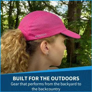 TrailHeads Women's Race Day Performance Running Cap, Lightweight & Quick Drying Mesh Sports Hat with Reflective Trim - Pink Punch