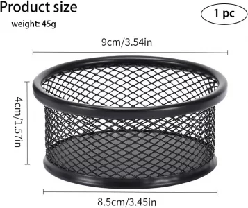 1 Pc Black Minimalist Metal Paper Clip Holder Mesh Paperclip Bowl Binder Clip Dispenser Desk Bobby Pin Container Organizer for Home Office Classroom 