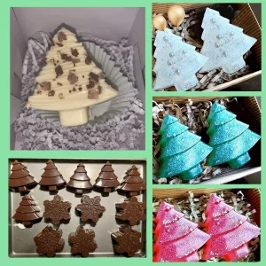 2 PCS 6 Cavity Christmas Tree Silicone Mold Cake Baking Mold Chocolate Candy Handmade Soap Ice Cube Biscuit Moulds No-Stick Christmas Baking Trays Pa
