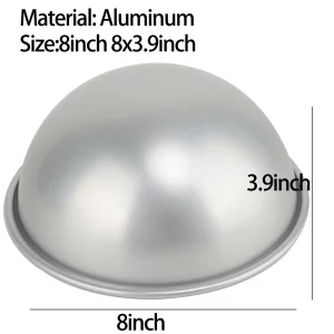 Kundalini 8Inch Dome Cake Pan Hemisphere Cake Pan Sport Ball Baking Mold, Half Sphere, DIY Birthday Cakes