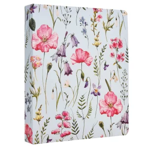 Vintage Retro Flower Plants 3 Ring Binder Hardcover, 1 Inch Round Rings with Interior Pockets Floral Plants School Office Recipe Cards Binder Organiz