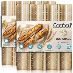 Anaeat 2 Pack Nonstick Perforated French Bread Baking Pan, 15