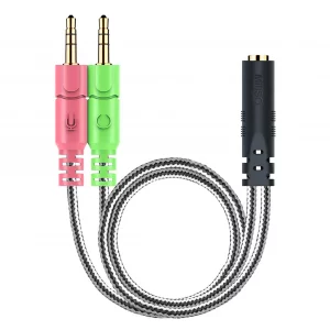 MillSO Headphone Splitter for Computer CTIA 3.5mm TRRS Female to Dual TRS Male Mic Audio Jack Y Adapter Headset Splitter Cable for PC Laptop to Gamin
