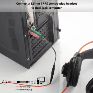 MillSO Headphone Splitter for Computer CTIA 3.5mm TRRS Female to Dual TRS Male Mic Audio Jack Y Adapter Headset Splitter Cable for PC Laptop to Gamin