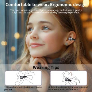 Ausbilew Headphones Wireless Earbuds IPX6 Waterproof Ear Buds,Touch Control Bone Conduction Headphones air Conduction Stereo with 11mm Driver 42 Hour