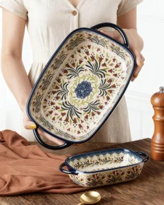 Casserole Dishes for Oven  Polish Pottery Ceramic Baking Dish Set, Oven Safe Ceramic Bakeware, Gift-Ready for Bakers, Thanksgiving, Hostess Gift, Ho