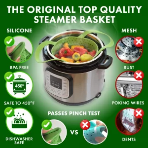 Avokado Silicone Steamer Basket for 6qt Instant Pot [3qt, 8qt avail], Ninja Foodi, Other Pressure Cookers - 100% Food Safe, BPA-Free, Dishwasher Safe