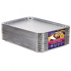 Aluminum Pans Half Size Textured Cookie Sheet 15 Count Durable Nonstick Baking Sheets 15.87