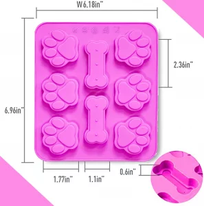 2 Pack Silicone Molds with Puppy Dog Paw and Bone Shaped 2 in 1, Reusable Non-Stick Ice Cube Trays & Flexible Candy Chocolate Molds for Homemade Dog 