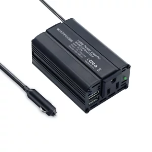 150W Power Inverter 12V DC to 110V AC Car Plug Adapter Outlet Converter with 2.4A Dual USB AC car Charger for Laptop Computer
