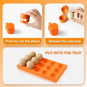 MITCHENIFY 2-Pack Round Sphere Cake Pop Mold Press with Tray Set, 3D Printed Cake Pop Shapes Cutter and Pusher Kit, Baking Molds Accessories Supplies