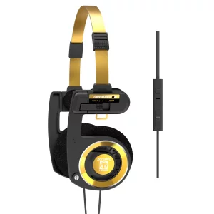 Koss Porta Pro Limited Edition Black Gold On-Ear Headphones, in-Line Microphone, Volume Control and Touch Remote Control, Includes Hard Carrying Case